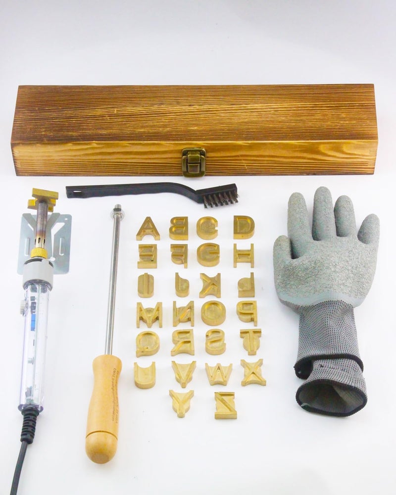 AIMOADO 1" 26Pcs Wood Burning Letter Kit, Wood Burning Letters for Wood Branding Leather Crafting, DIY Gifts for Christmas Wedding Birthday Beginners, with 100W Electric Branding Iron and Wood Handle - Image 2